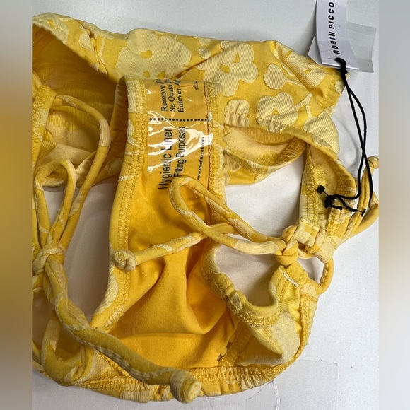 Robin Piccone Sadie Floral Bikini Bottom Side Tie Marigold Yellow New With Tags - Picture 7 of 9